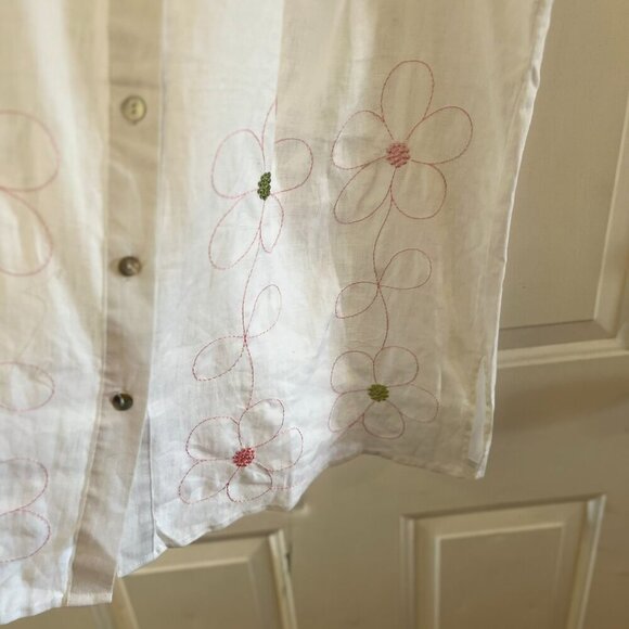 Edward Woman's Plus-Size Embroidered Linen Bohemian Summer Tank Top Sz 2x - Picture 5 of 8